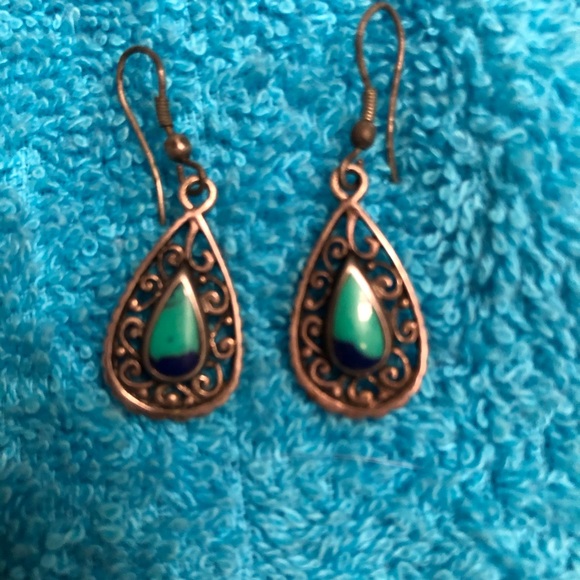 Beautiful turquoise and sterling silver earrings - Picture 1 of 3